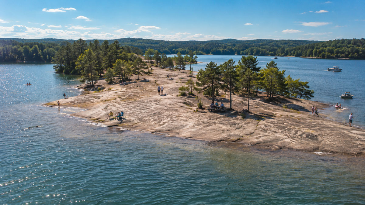 Flat Rock Park granite shoreline on Lake Wedowee