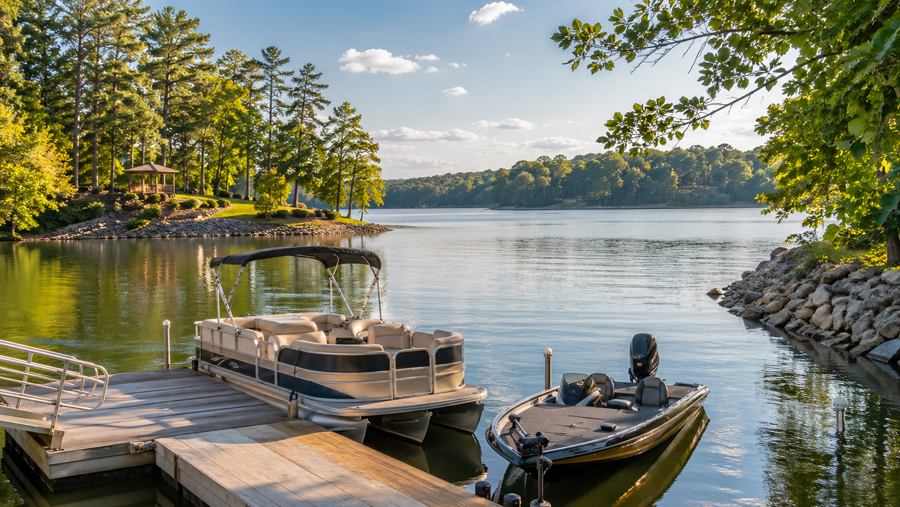 Boats at a dock on Lake Wedowee