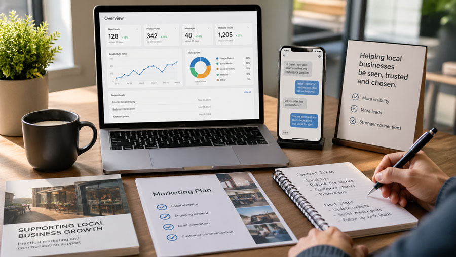 Lead visibility marketing and communication support for local businesses