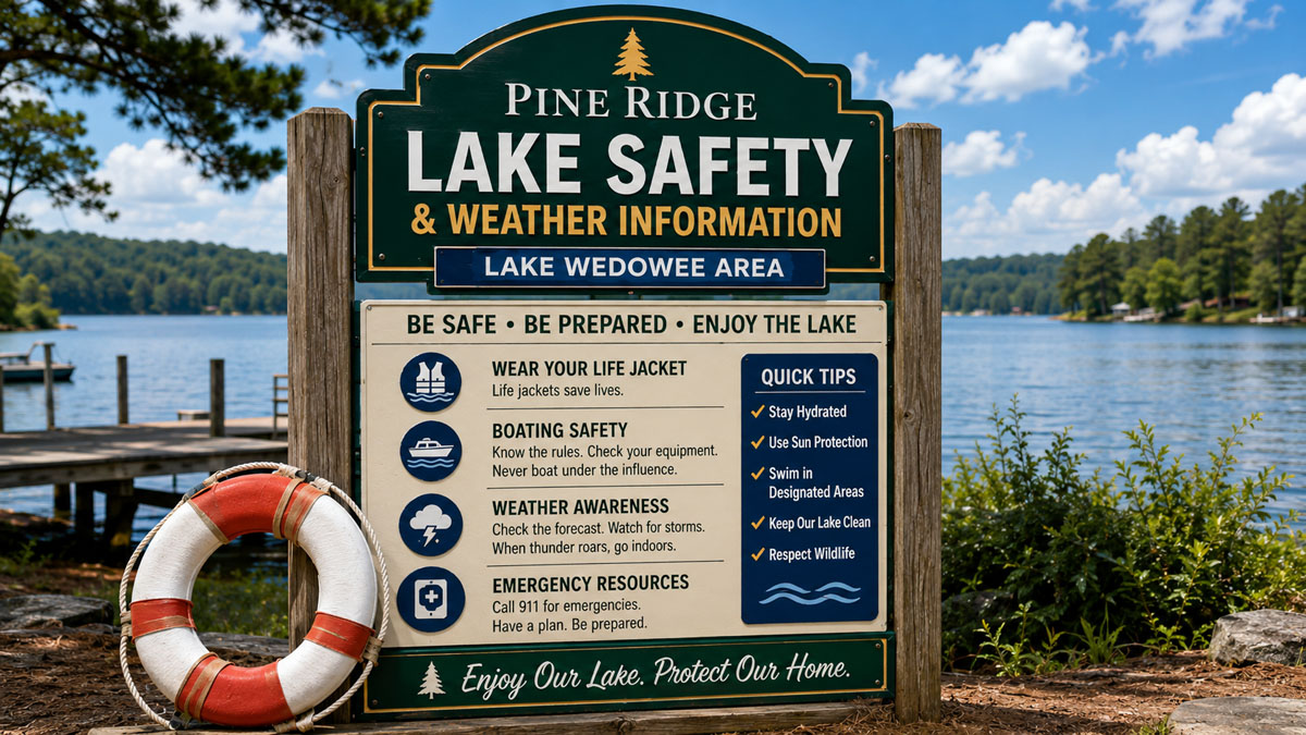 Pine Ridge Lake Safety and Weather Information Lake Directory Card
