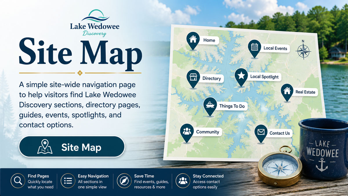 Lake Wedowee Discovery site map and navigation guide